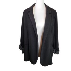 Skies Are Blue Curvy Black Knit Open Front Blazer Jacket 1X Plus Size